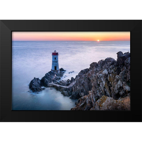 Two Lights Black Modern Wood Framed Art Print by Guc, Mariusz