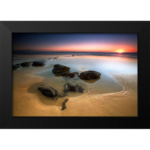 Coffee Rocks Black Modern Wood Framed Art Print by Brackstone, Mel