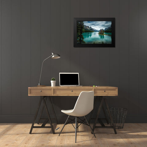 Spirit Island Black Modern Wood Framed Art Print by Zhao, Alex