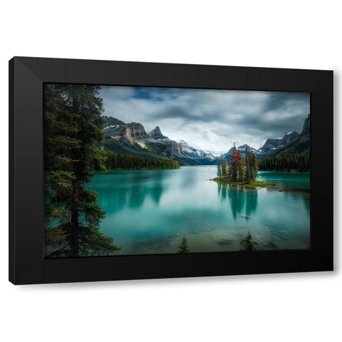 Spirit Island Black Modern Wood Framed Art Print by Zhao, Alex
