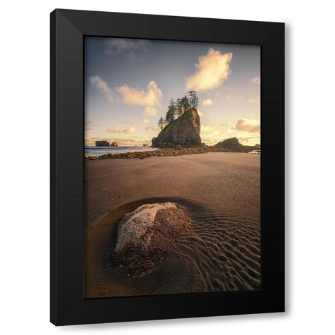 Water Trails Black Modern Wood Framed Art Print with Double Matting by Gamito, Clara