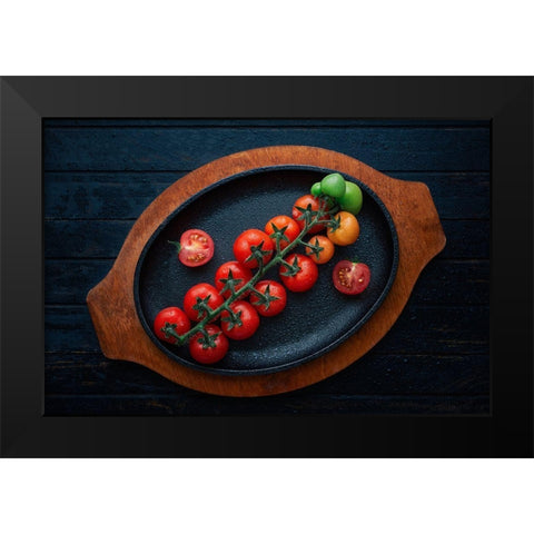 Colourful Tomatoes Black Modern Wood Framed Art Print by Karina, Aleksandrova