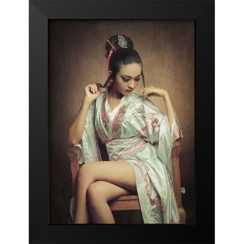 The Story Of Geisha : Fantasize Black Modern Wood Framed Art Print by Abdillah, Djayent
