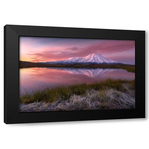 Frosty Morning At Tolbachik Volcano... Black Modern Wood Framed Art Print with Double Matting by Kukrinov, Alexandr