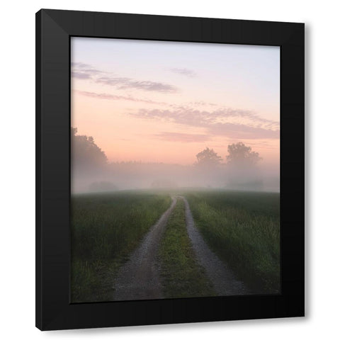 Foggy Road Black Modern Wood Framed Art Print with Double Matting by Lindsten, Christian
