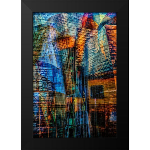 Incastri Black Modern Wood Framed Art Print by Della Latta, Massimo