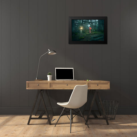 Okunoin Cemetery Black Modern Wood Framed Art Print by De La, Javier