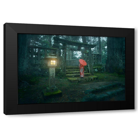 Okunoin Cemetery Black Modern Wood Framed Art Print with Double Matting by De La, Javier