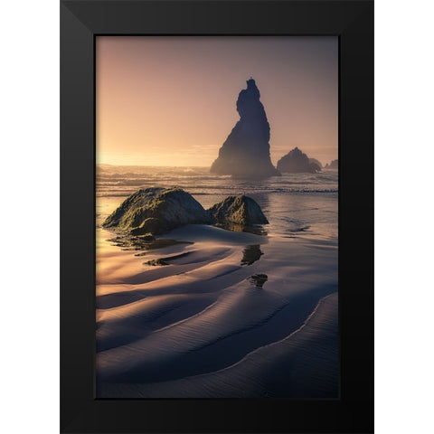 The Wizards Hat And The Howling Dog Black Modern Wood Framed Art Print by Bandyopadhyay, Atanu