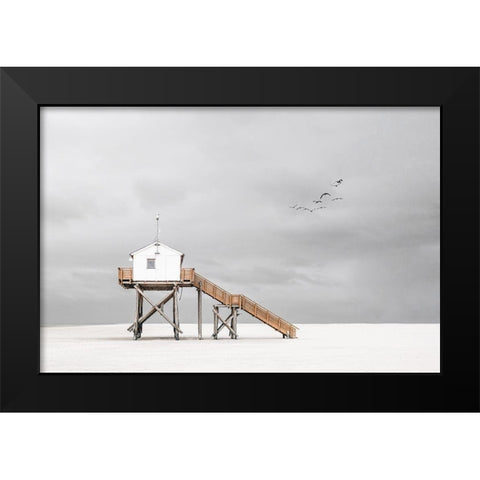 On The Beach Black Modern Wood Framed Art Print by Endermann, Rolf