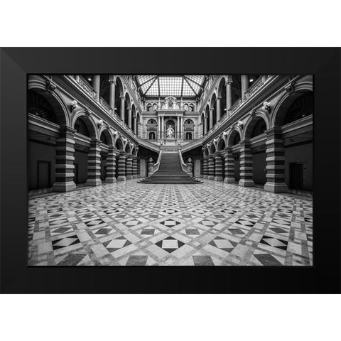 Justice Palace Black Modern Wood Framed Art Print by Lacina, Renata