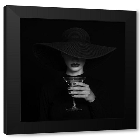 A Martini Glass. Black Modern Wood Framed Art Print with Double Matting by Refat
