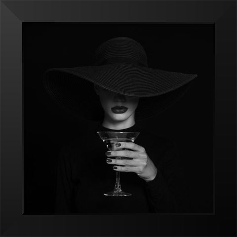 A Martini Glass. Black Modern Wood Framed Art Print by Refat