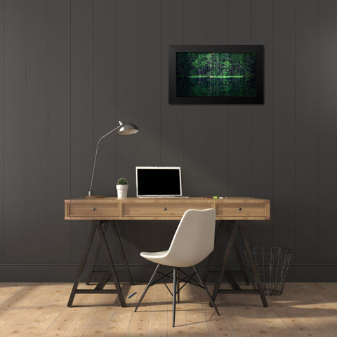 Green World Black Modern Wood Framed Art Print by Mitamura, Takeshi