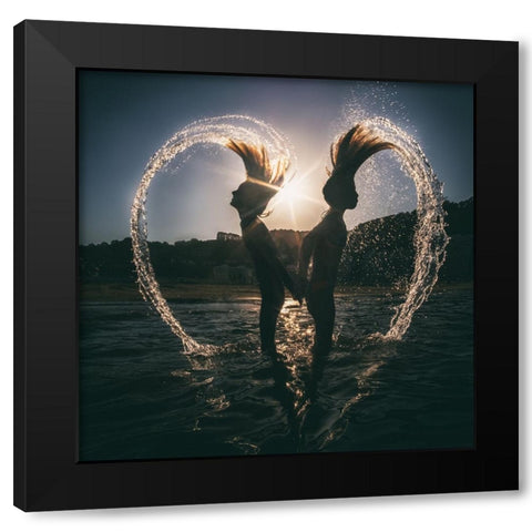 Summer Love Black Modern Wood Framed Art Print with Double Matting by Garcia, Vladi