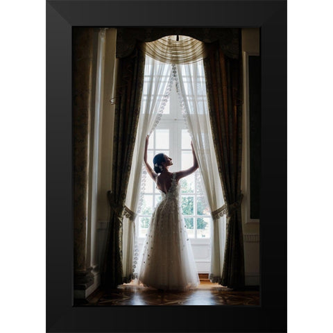 Wedding Day Black Modern Wood Framed Art Print by Annascigaj