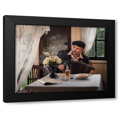 At Table Black Modern Wood Framed Art Print by Cherkasov, Viktor