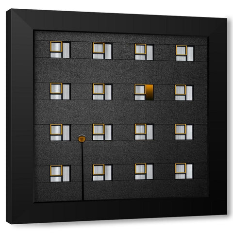 Simplicity With Yellow Frames Black Modern Wood Framed Art Print with Double Matting by Schuster, Inge