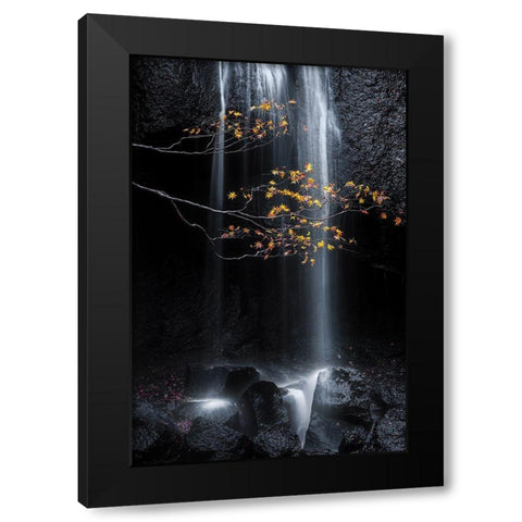 Fall Black Modern Wood Framed Art Print by Saowanee, Suntararak
