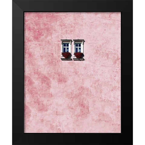 Pink Wall Black Modern Wood Framed Art Print by Arro