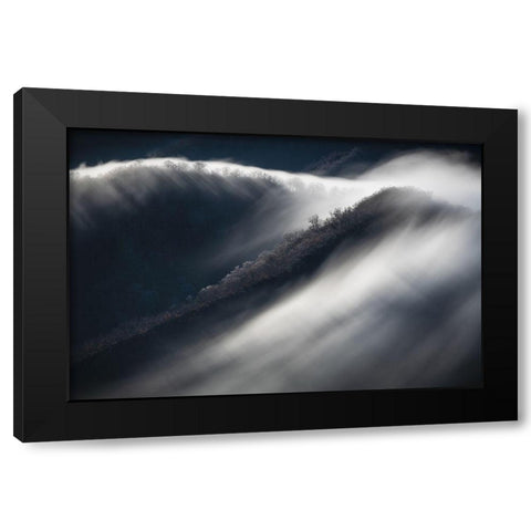 Waterfall Clouds And Hoarfrost Black Modern Wood Framed Art Print with Double Matting by Takahashi, Ryuho