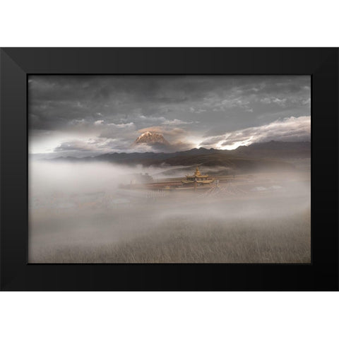 Muya Pagoda And Yala Snow Mountain Black Modern Wood Framed Art Print by Simoon