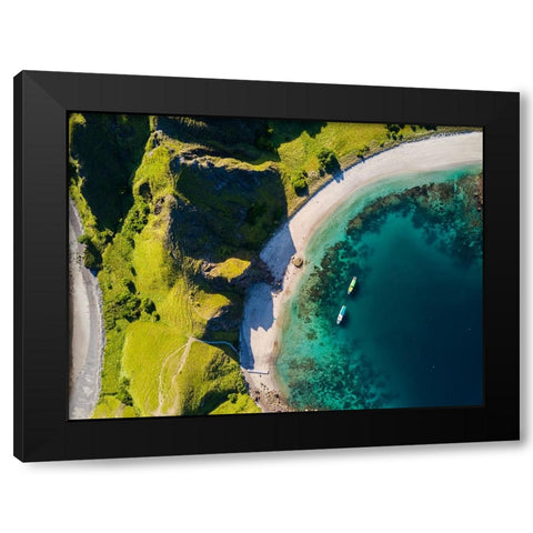 Two Boats Black Modern Wood Framed Art Print with Double Matting by Chandra, Suwandi