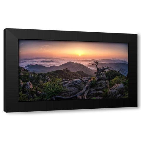 Sunrise On Top Black Modern Wood Framed Art Print by Seo, Tiger