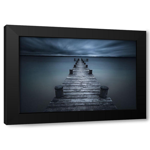 Dark Black Modern Wood Framed Art Print with Double Matting by Iso66