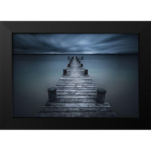 Dark Black Modern Wood Framed Art Print by Iso66