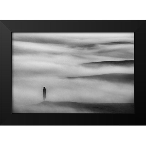 Each On His Own Side Black Modern Wood Framed Art Print by Kravanja, Jure