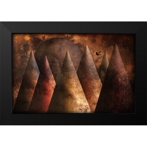 Lonely Bird Black Modern Wood Framed Art Print by Donckers, Jan