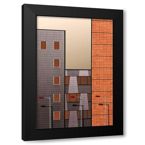 Tetris Facade Black Modern Wood Framed Art Print with Double Matting by Buczkowski, Tomasz