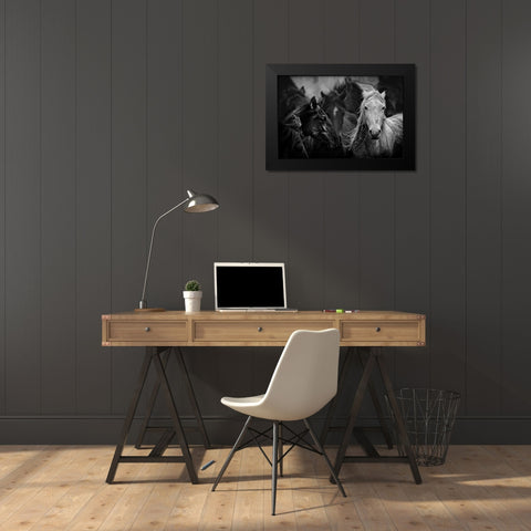 White Black Modern Wood Framed Art Print by Basa, Emine
