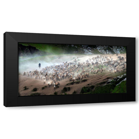 The Great Migration Of Kazakh Black Modern Wood Framed Art Print with Double Matting by Zhu, Hua