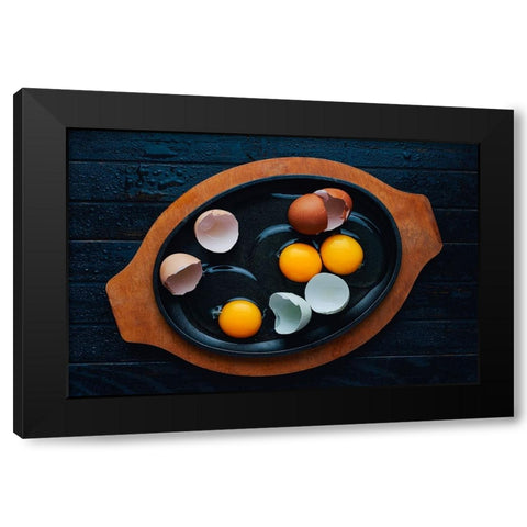 Farm Eggs Black Modern Wood Framed Art Print by Karina, Aleksandrova