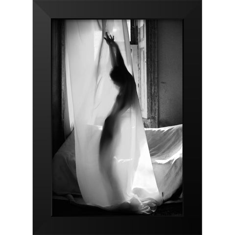 The Girls Are Dancing Alone Black Modern Wood Framed Art Print by Kapsha, Eduards