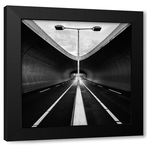 Tunnel Black Modern Wood Framed Art Print with Double Matting by Lai, Jonathan
