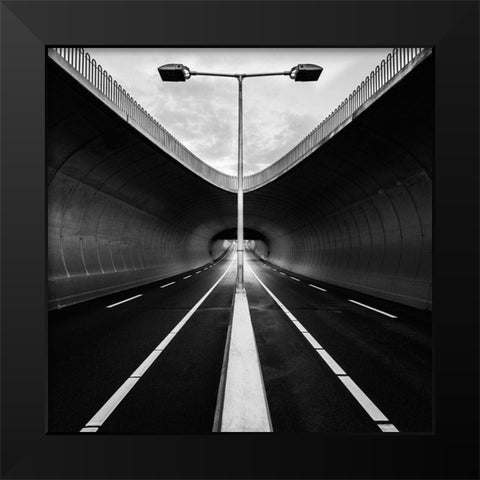Tunnel Black Modern Wood Framed Art Print by Lai, Jonathan