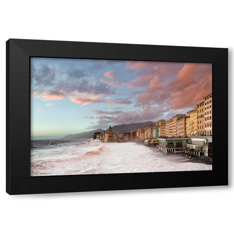 Camogli Black Modern Wood Framed Art Print with Double Matting by Bolla, Paolo