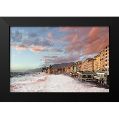 Camogli Black Modern Wood Framed Art Print by Bolla, Paolo