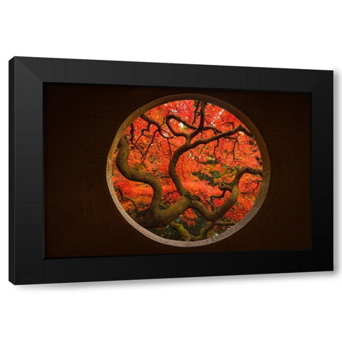 Autumn Sense Black Modern Wood Framed Art Print with Double Matting by Xu, Tony