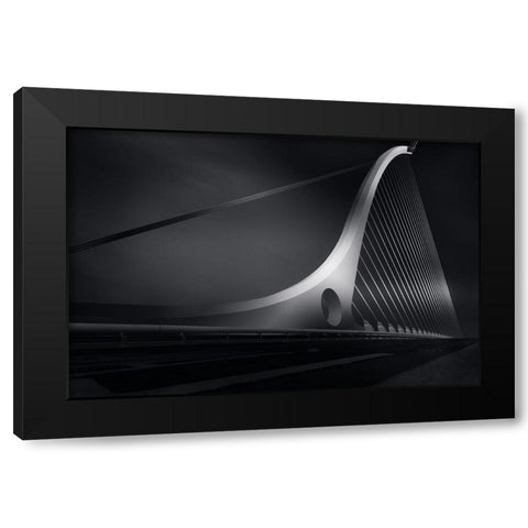 Harp Black Modern Wood Framed Art Print by Azevedo, Olavo