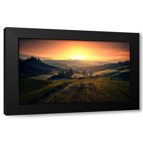 Val Dorcia In The Morning Black Modern Wood Framed Art Print by Massetti, Fabrizio