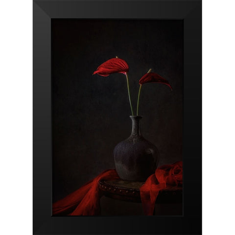 Tropical Anthurium Black Modern Wood Framed Art Print by Jacobs, Lydia