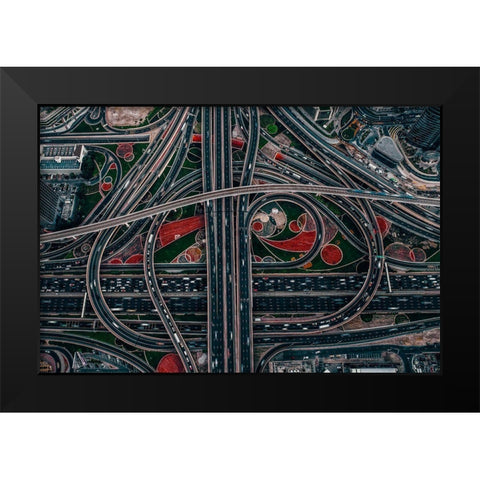 Urban Labyrinth Black Modern Wood Framed Art Print by Chiriaco, Carmine