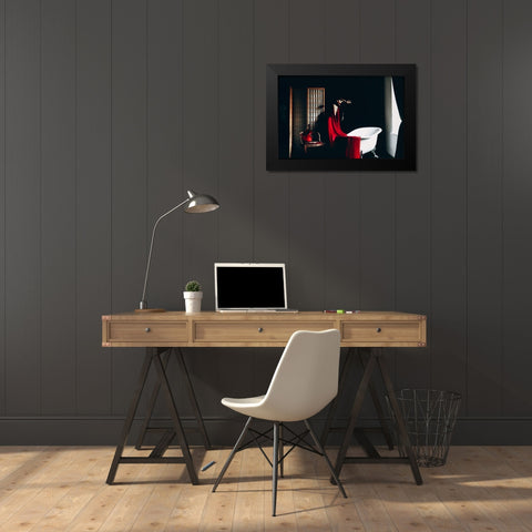 The Red Song Black Modern Wood Framed Art Print by Bolgov, Ruslan