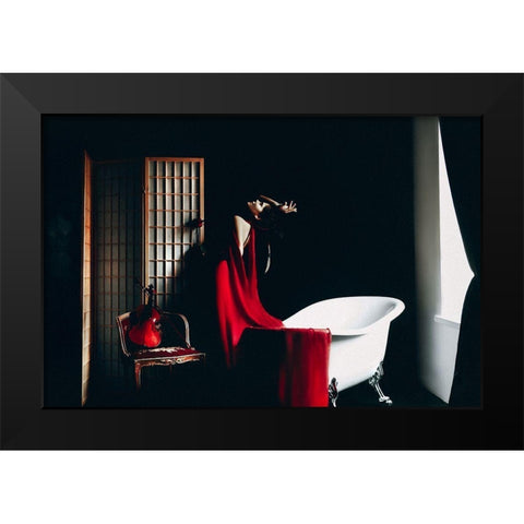 The Red Song Black Modern Wood Framed Art Print by Bolgov, Ruslan