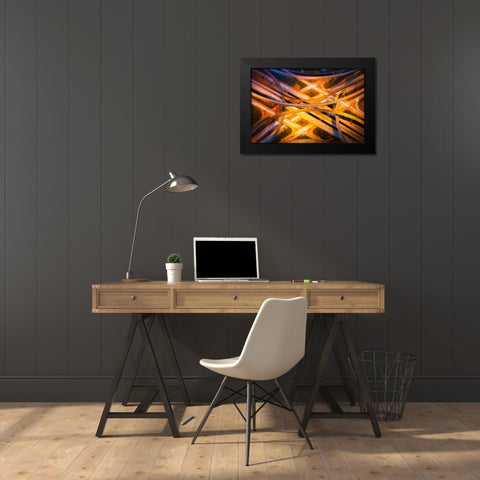 Electric City Black Modern Wood Framed Art Print by Zheng, Michael