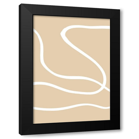 Beige Lines 01 Black Modern Wood Framed Art Print by 1x Studio